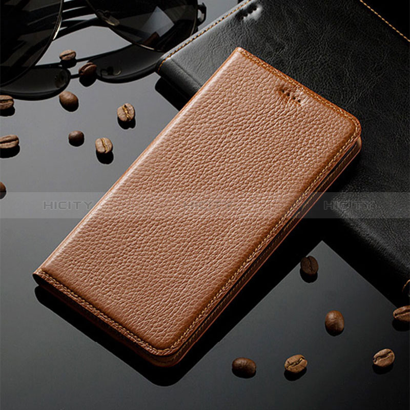 Custodia Portafoglio In Pelle Cover con Supporto H02P per Asus ZenFone 8 Mini Marrone Chiaro