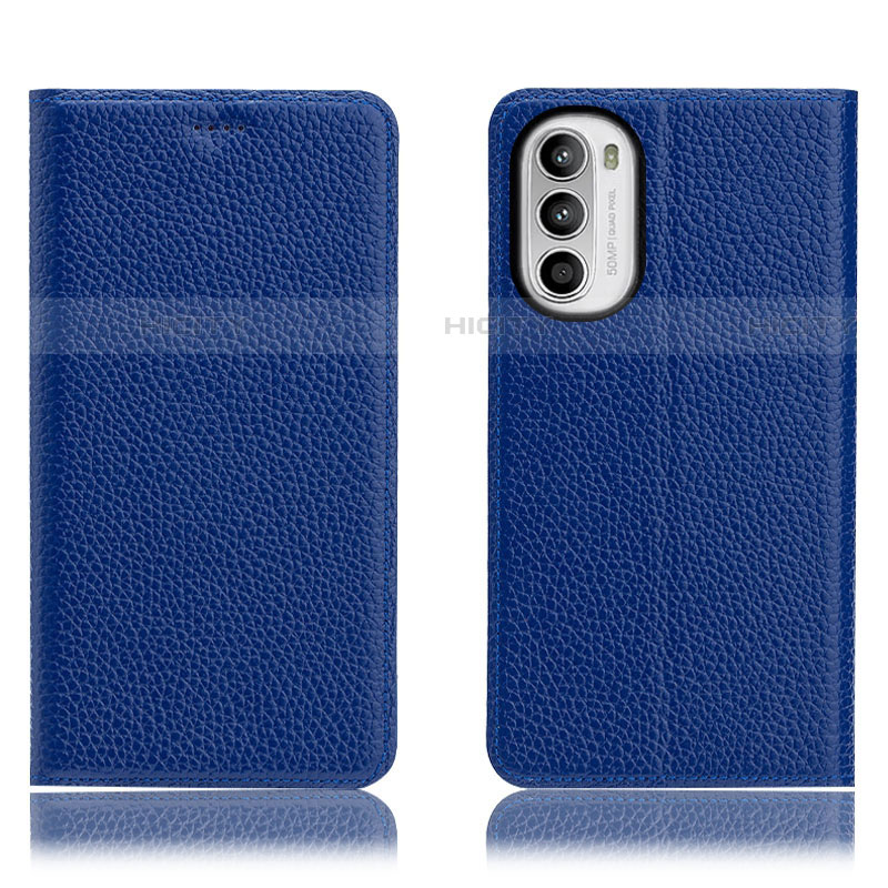 Custodia Portafoglio In Pelle Cover con Supporto H02P per Motorola Moto Edge (2022) 5G Blu