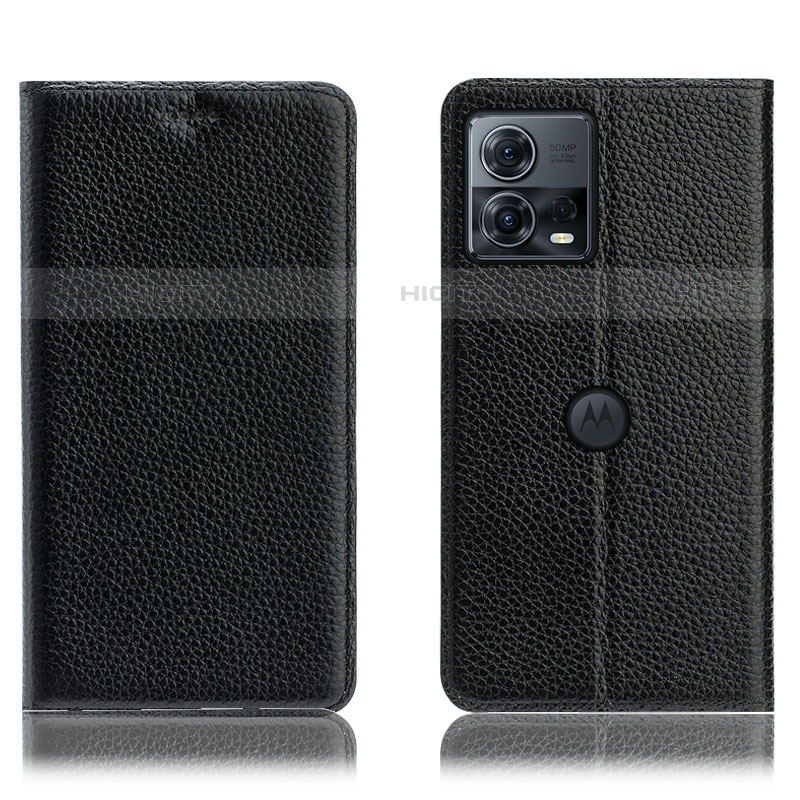 Custodia Portafoglio In Pelle Cover con Supporto H02P per Motorola Moto Edge 30 Fusion 5G Nero