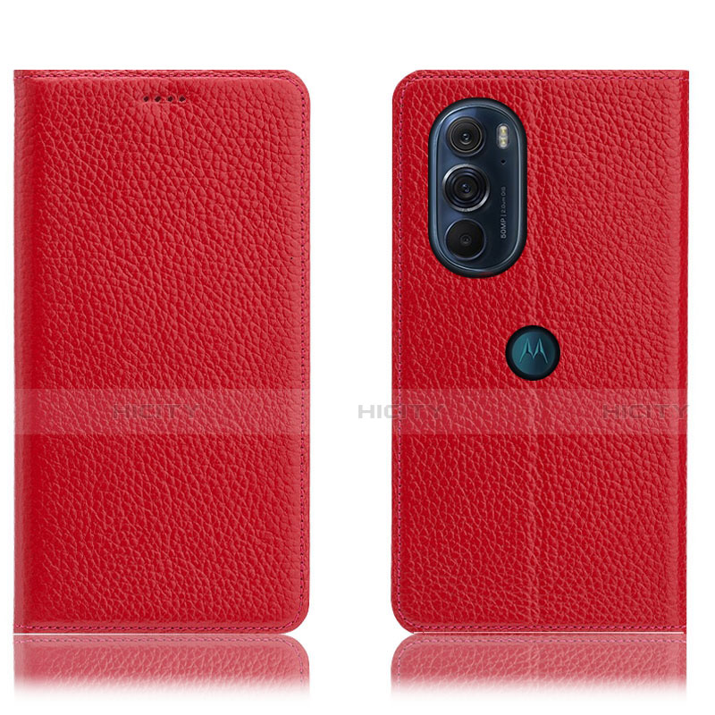 Custodia Portafoglio In Pelle Cover con Supporto H02P per Motorola Moto Edge 30 Pro 5G Rosso