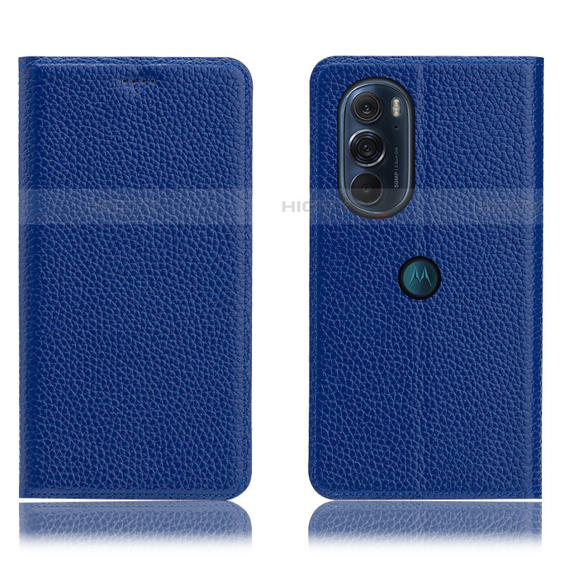 Custodia Portafoglio In Pelle Cover con Supporto H02P per Motorola Moto Edge X30 5G Blu