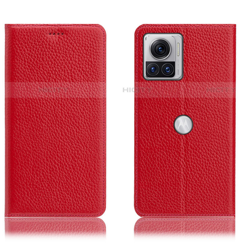 Custodia Portafoglio In Pelle Cover con Supporto H02P per Motorola Moto Edge X30 Pro 5G Rosso