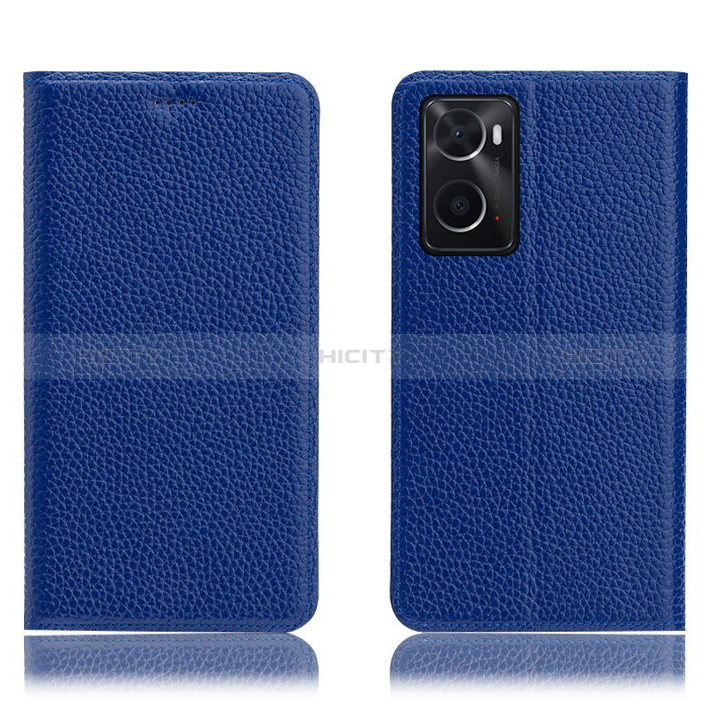 Custodia Portafoglio In Pelle Cover con Supporto H02P per Oppo A76 Blu