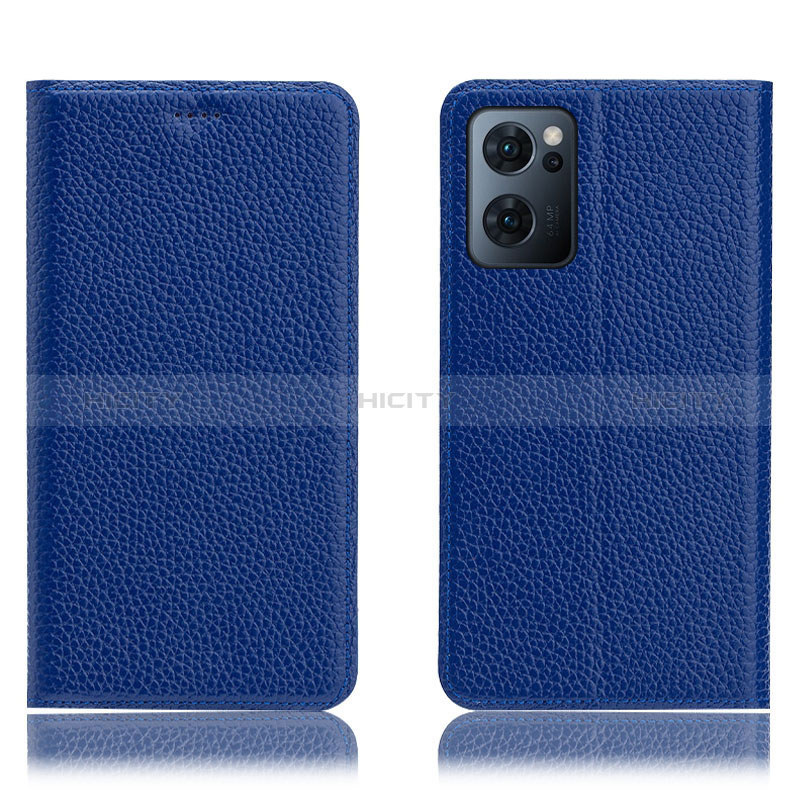 Custodia Portafoglio In Pelle Cover con Supporto H02P per Oppo Find X5 Lite 5G Blu