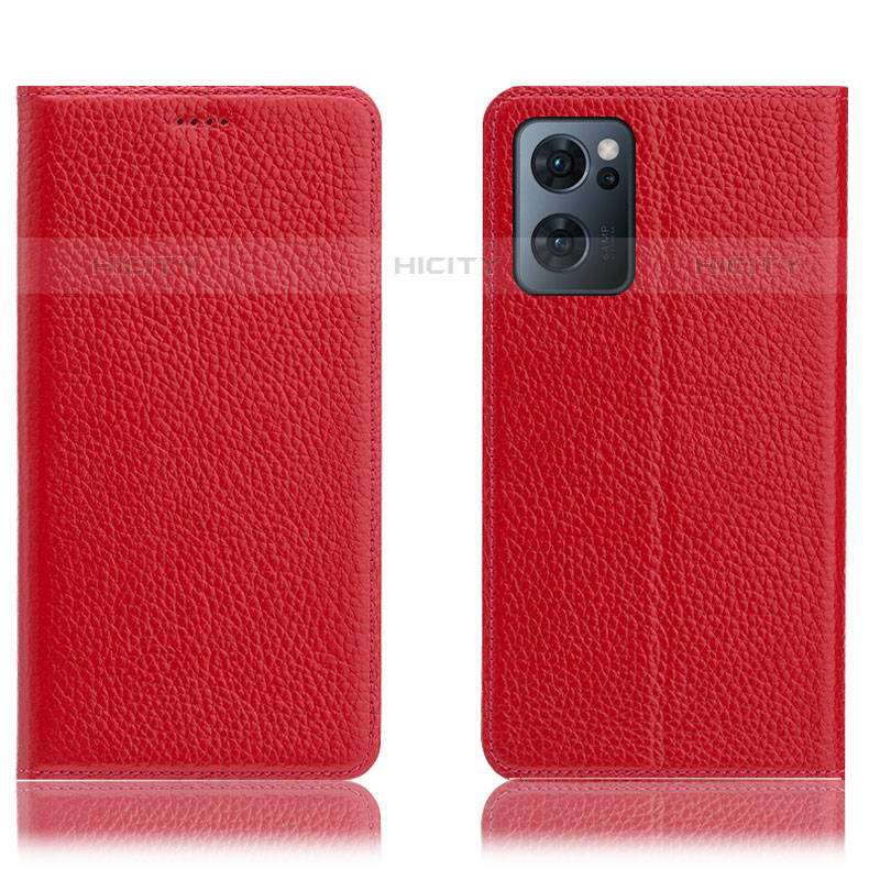 Custodia Portafoglio In Pelle Cover con Supporto H02P per Oppo Reno7 5G Rosso