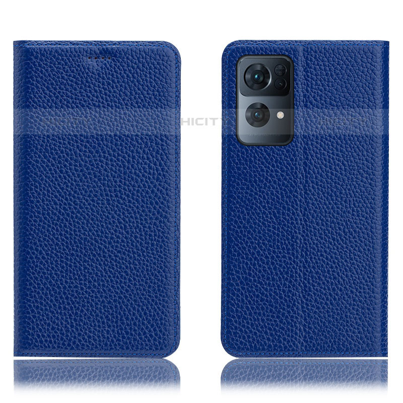 Custodia Portafoglio In Pelle Cover con Supporto H02P per Oppo Reno7 Pro 5G Blu