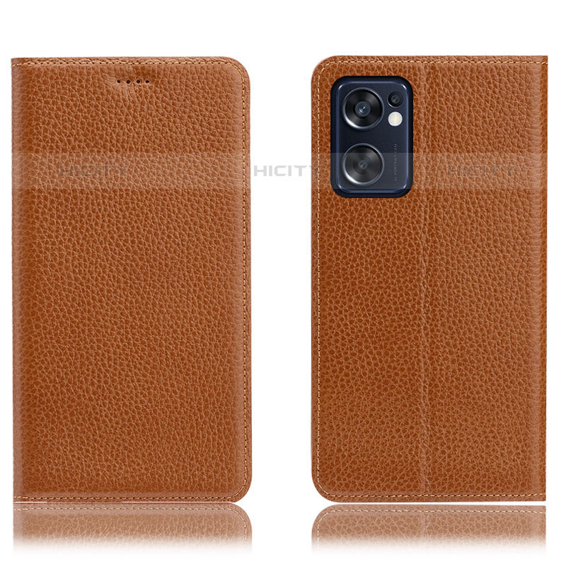 Custodia Portafoglio In Pelle Cover con Supporto H02P per Oppo Reno7 SE 5G Marrone Chiaro