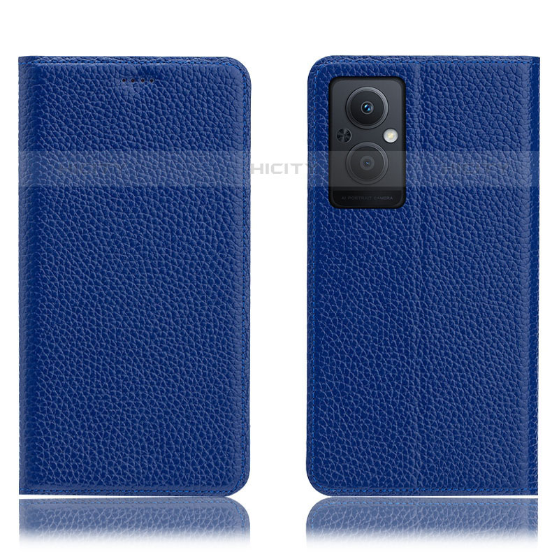 Custodia Portafoglio In Pelle Cover con Supporto H02P per Oppo Reno8 Lite 5G Blu