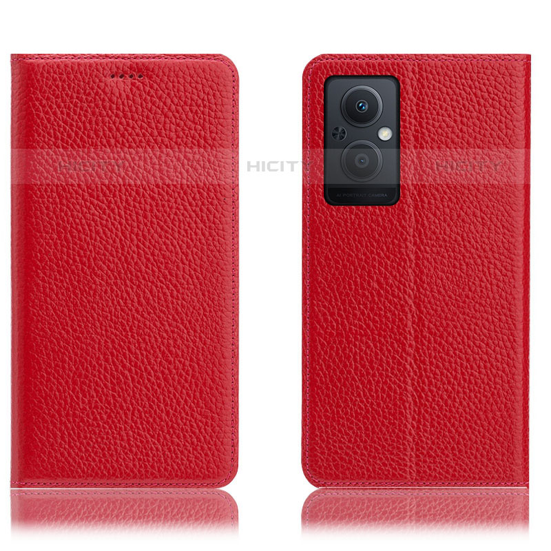 Custodia Portafoglio In Pelle Cover con Supporto H02P per Oppo Reno8 Lite 5G Rosso