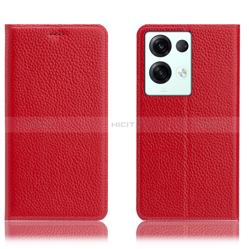 Custodia Portafoglio In Pelle Cover con Supporto H02P per Oppo Reno9 Pro+ Plus 5G Rosso