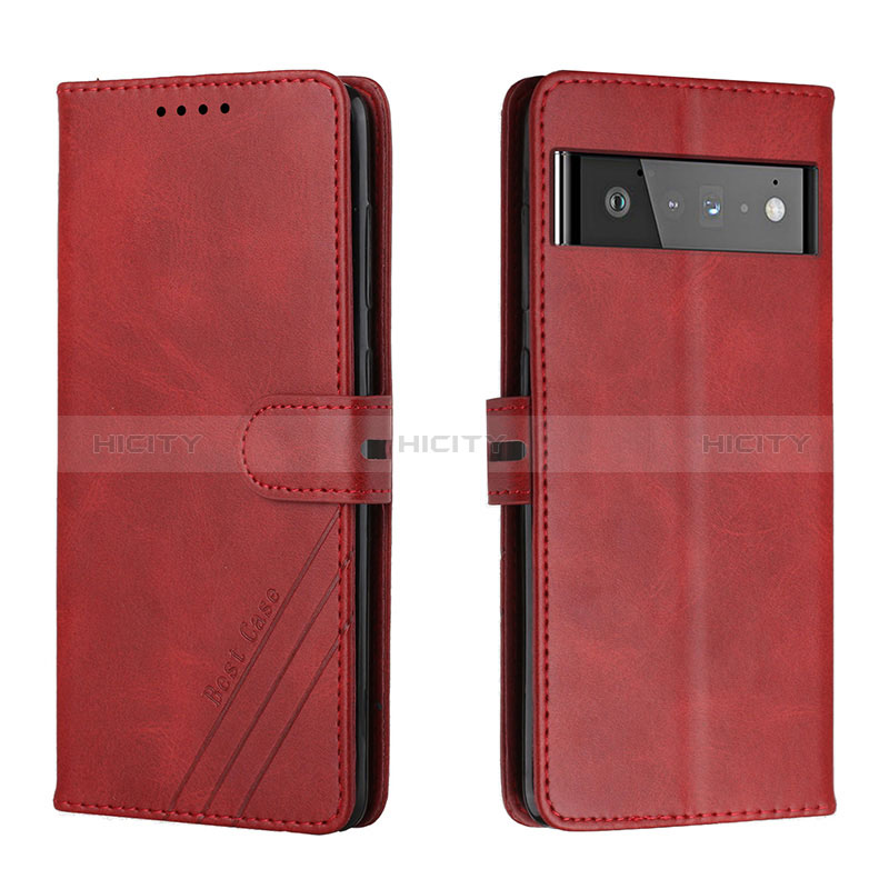 Custodia Portafoglio In Pelle Cover con Supporto H02X per Google Pixel 6 5G Rosso