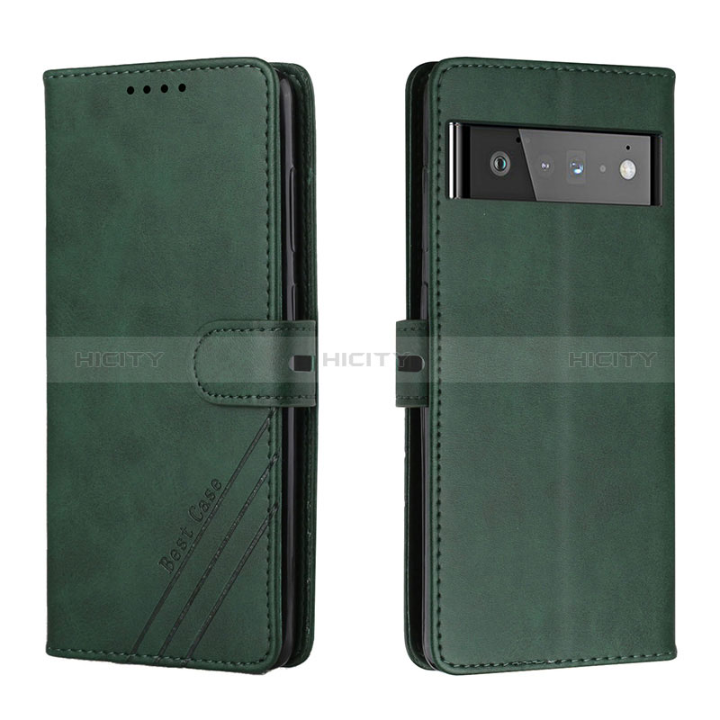 Custodia Portafoglio In Pelle Cover con Supporto H02X per Google Pixel 6 Pro 5G Verde