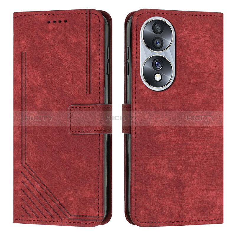 Custodia Portafoglio In Pelle Cover con Supporto H02X per Huawei Honor 70 5G Rosso