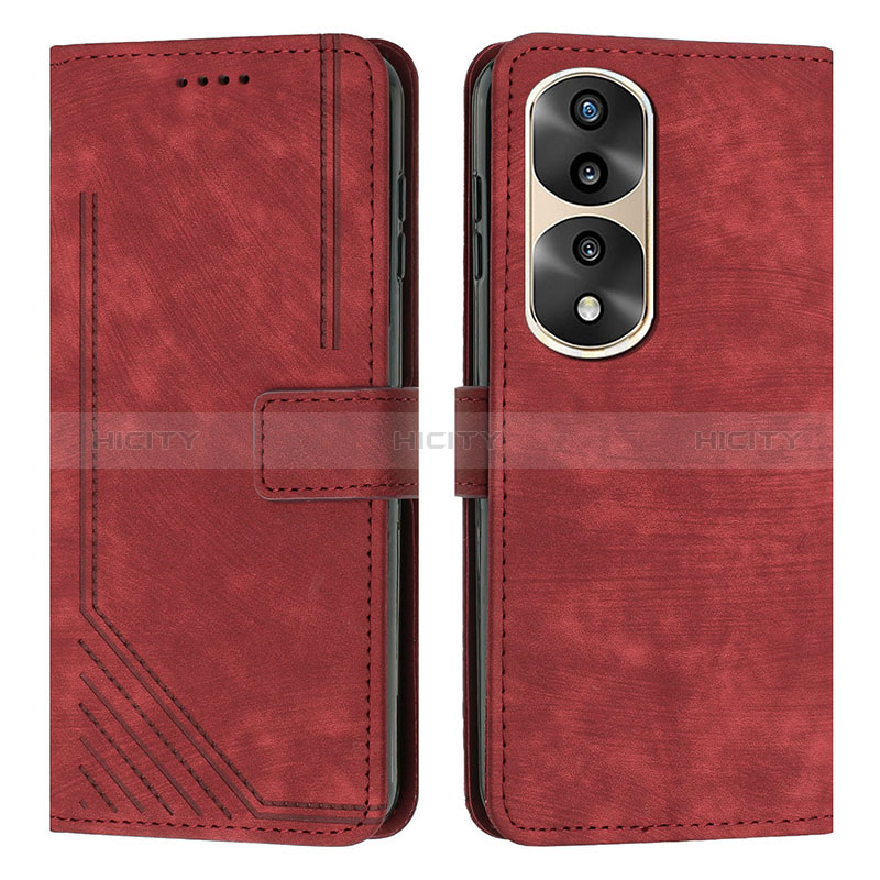 Custodia Portafoglio In Pelle Cover con Supporto H02X per Huawei Honor 70 Pro+ Plus 5G Rosso