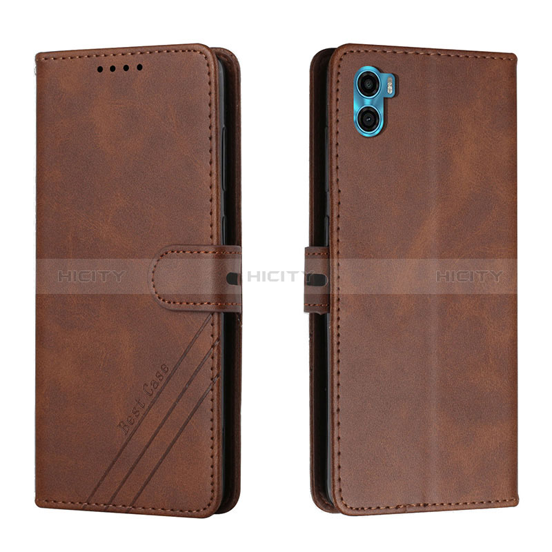 Custodia Portafoglio In Pelle Cover con Supporto H02X per Motorola Moto E32 India Marrone