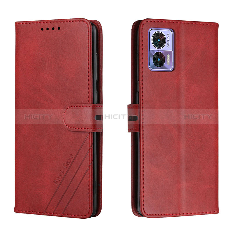 Custodia Portafoglio In Pelle Cover con Supporto H02X per Motorola Moto Edge 30 Neo 5G Rosso