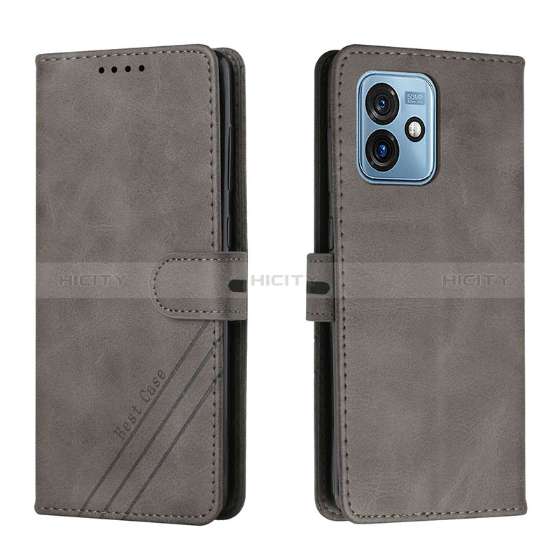 Custodia Portafoglio In Pelle Cover con Supporto H02X per Motorola Moto G 5G (2023) Grigio