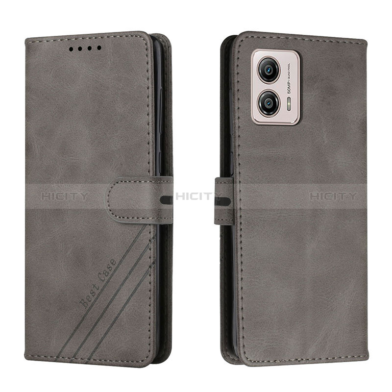 Custodia Portafoglio In Pelle Cover con Supporto H02X per Motorola Moto G53 5G Grigio