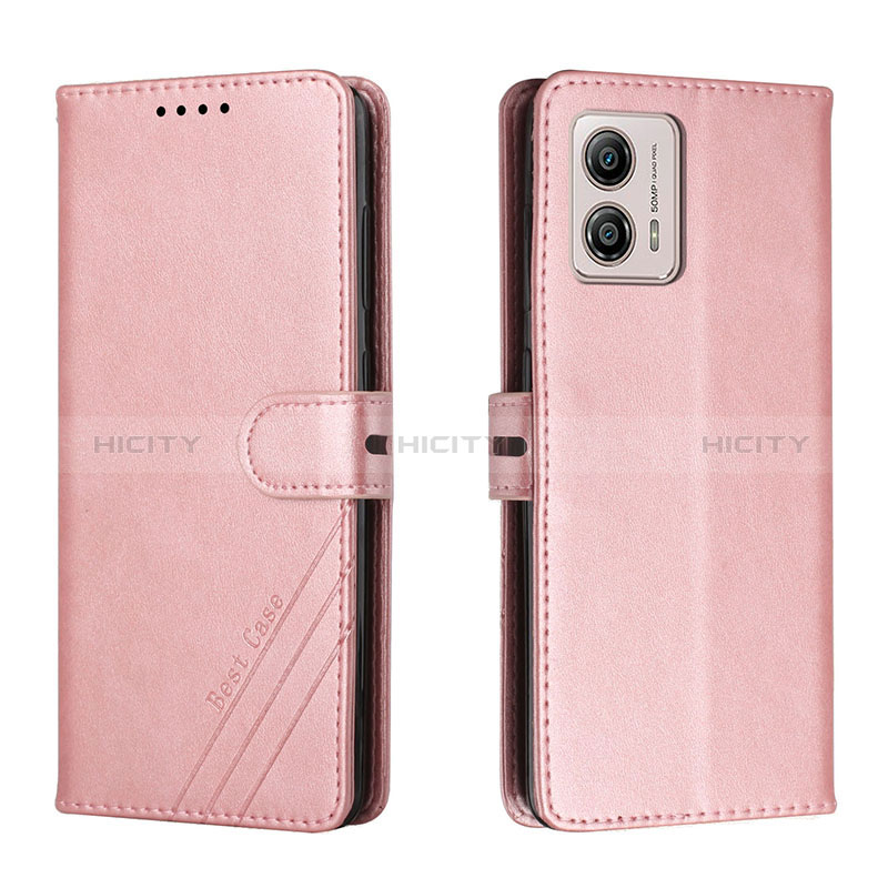 Custodia Portafoglio In Pelle Cover con Supporto H02X per Motorola Moto G53j 5G Oro Rosa