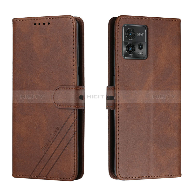 Custodia Portafoglio In Pelle Cover con Supporto H02X per Motorola Moto G72 Marrone