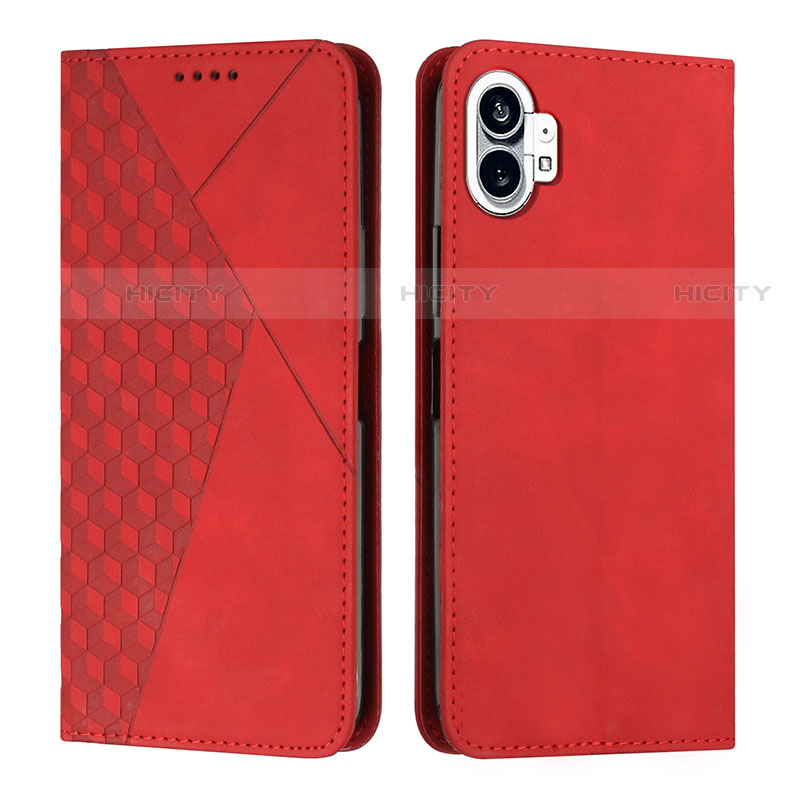 Custodia Portafoglio In Pelle Cover con Supporto H02X per Nothing Phone 1 Rosso