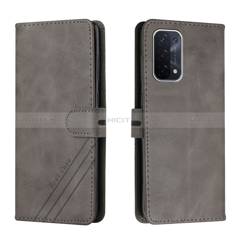 Custodia Portafoglio In Pelle Cover con Supporto H02X per Oppo A54 5G Grigio