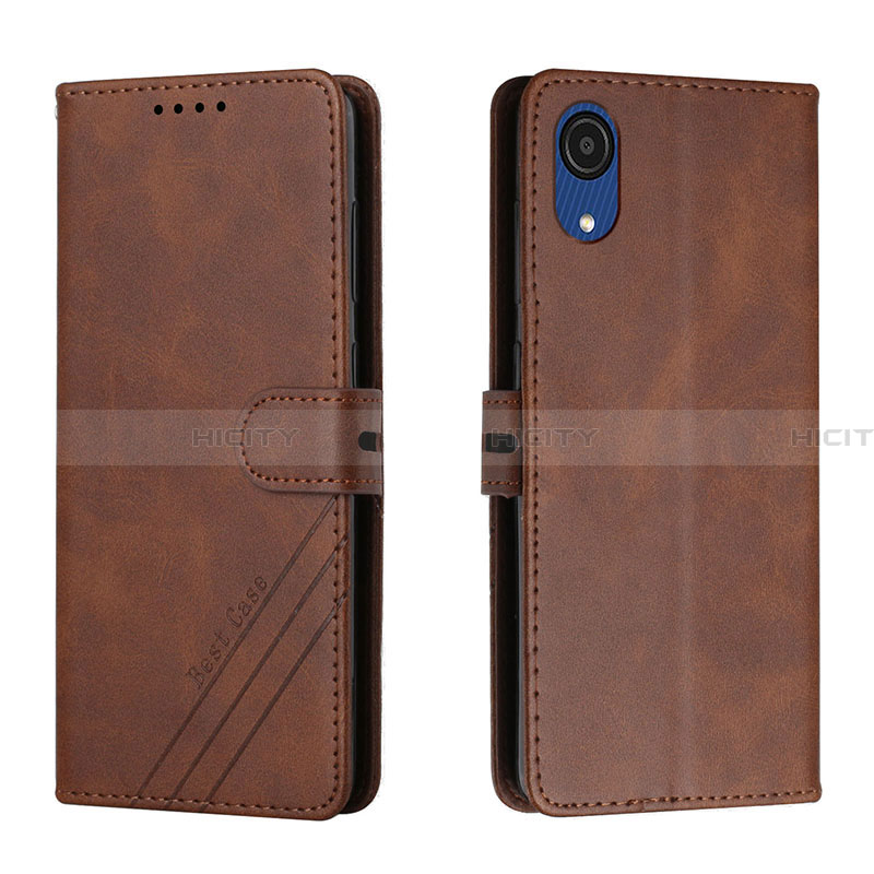 Custodia Portafoglio In Pelle Cover con Supporto H02X per Samsung Galaxy A03 Core Marrone