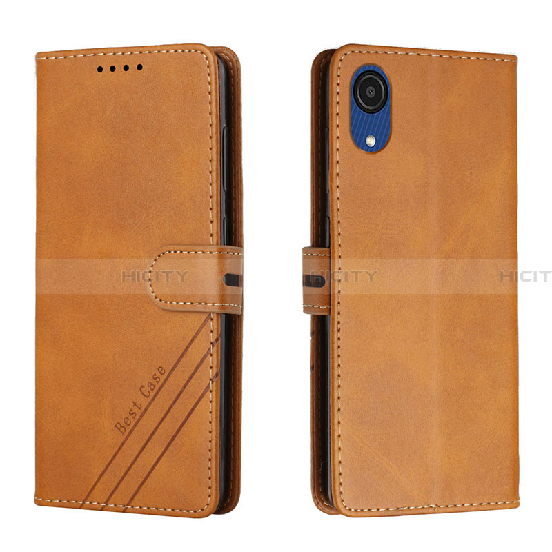 Custodia Portafoglio In Pelle Cover con Supporto H02X per Samsung Galaxy A03 Core Marrone Chiaro