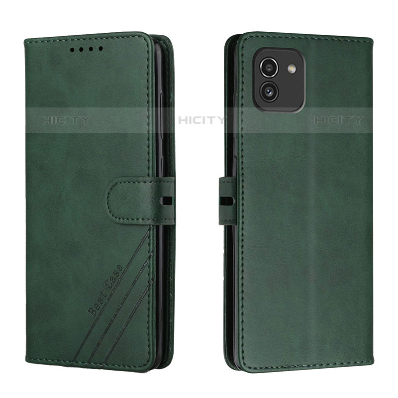 Custodia Portafoglio In Pelle Cover con Supporto H02X per Samsung Galaxy A03 Verde