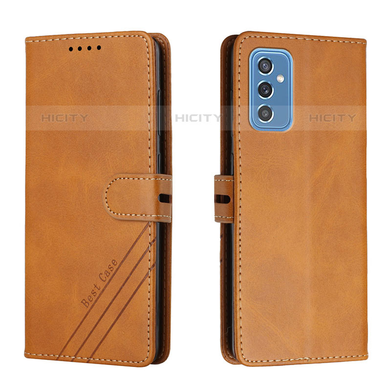 Custodia Portafoglio In Pelle Cover con Supporto H02X per Samsung Galaxy M52 5G Marrone Chiaro