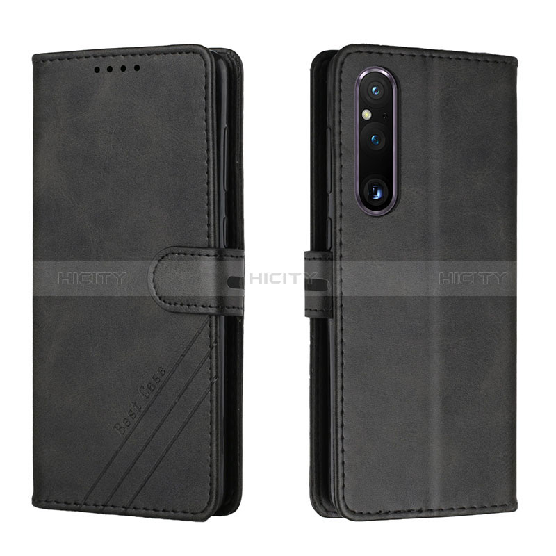 Custodia Portafoglio In Pelle Cover con Supporto H02X per Sony Xperia 1 V Nero