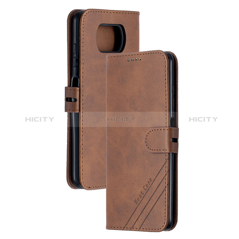 Custodia Portafoglio In Pelle Cover con Supporto H02X per Xiaomi Poco X3 Pro Marrone