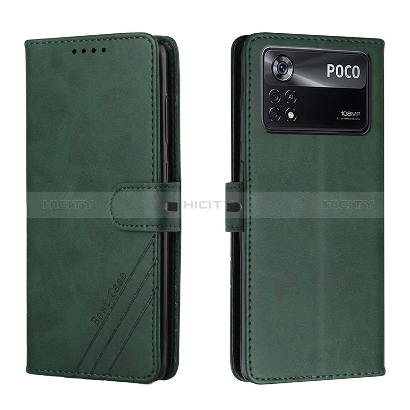 Custodia Portafoglio In Pelle Cover con Supporto H02X per Xiaomi Poco X4 Pro 5G Verde