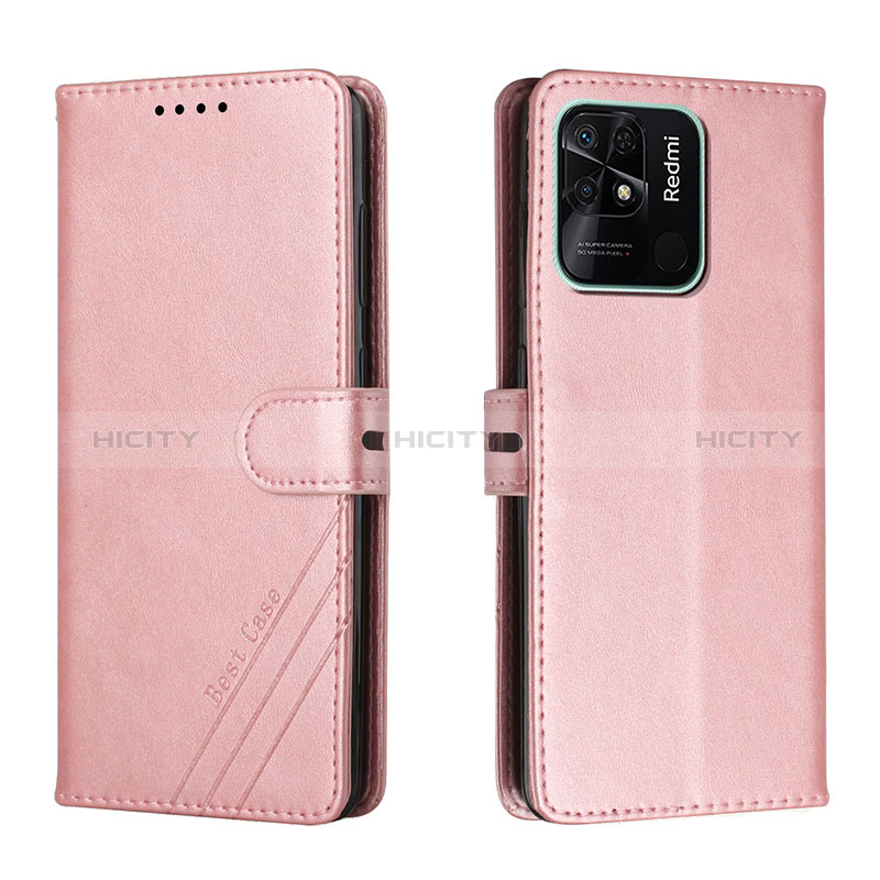 Custodia Portafoglio In Pelle Cover con Supporto H02X per Xiaomi Redmi 10 India Oro Rosa