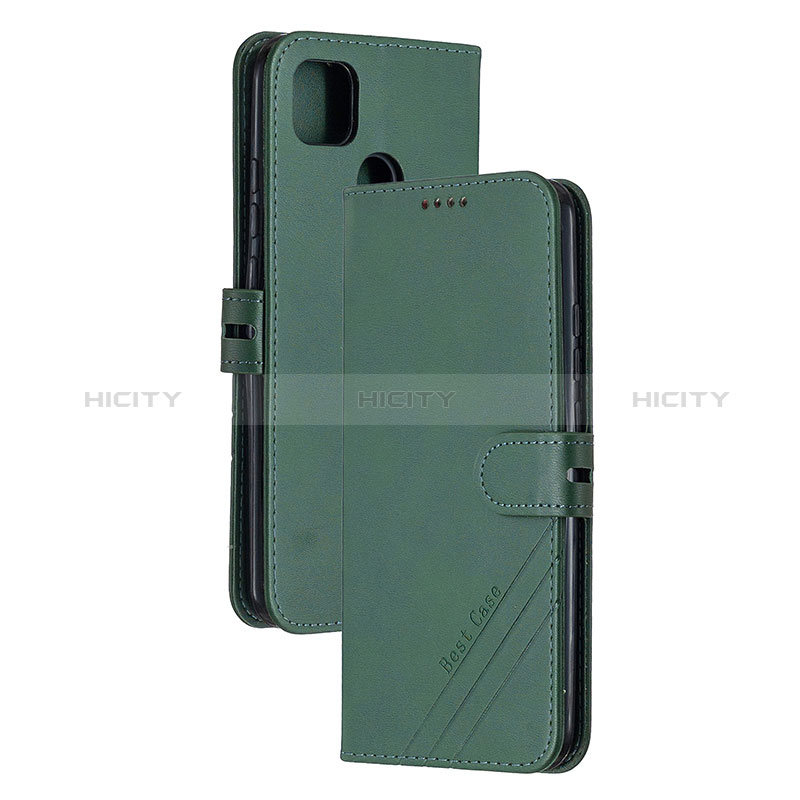 Custodia Portafoglio In Pelle Cover con Supporto H02X per Xiaomi Redmi 9 India Verde
