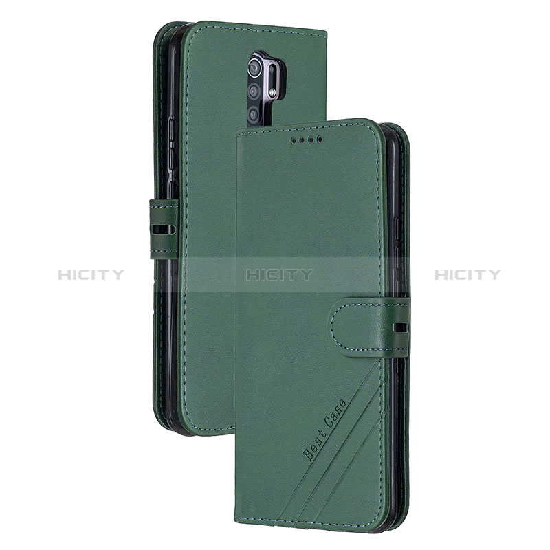 Custodia Portafoglio In Pelle Cover con Supporto H02X per Xiaomi Redmi 9 Prime India Verde