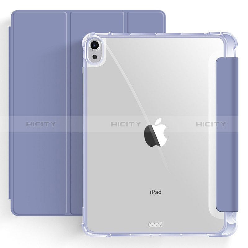 Custodia Portafoglio In Pelle Cover con Supporto H03 per Apple iPad Air 5 10.9 (2022) Grigio Lavanda