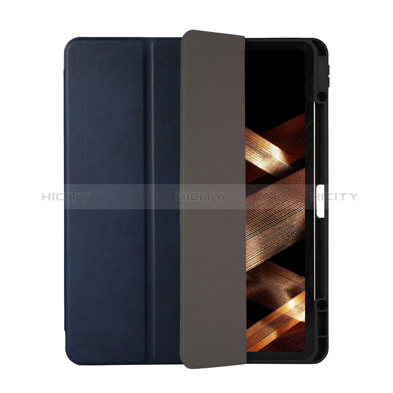 Custodia Portafoglio In Pelle Cover con Supporto H03 per Apple iPad Pro 12.9 (2021) Blu