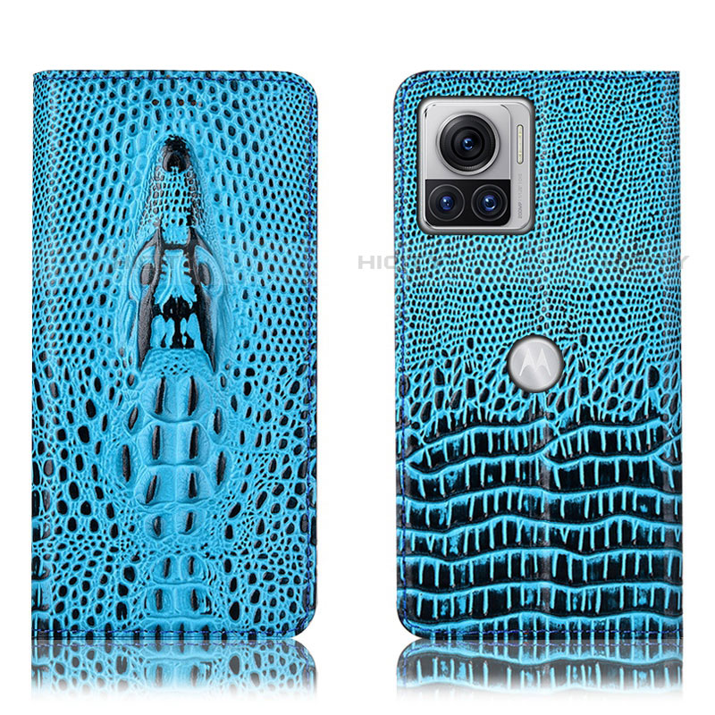 Custodia Portafoglio In Pelle Cover con Supporto H03P per Motorola Moto Edge 30 Ultra 5G Cielo Blu