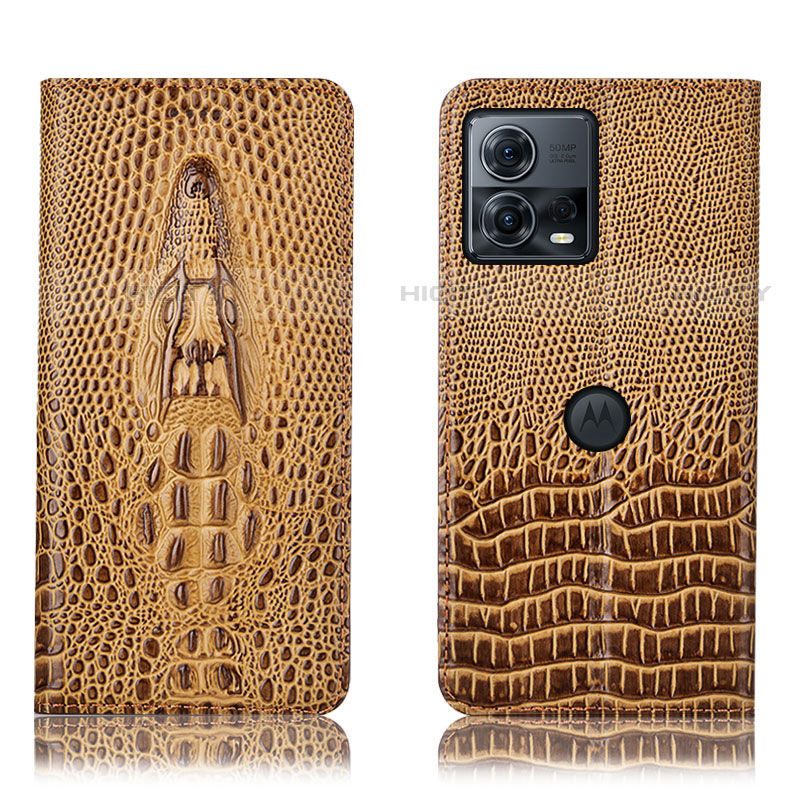 Custodia Portafoglio In Pelle Cover con Supporto H03P per Motorola Moto Edge S30 Pro 5G Marrone