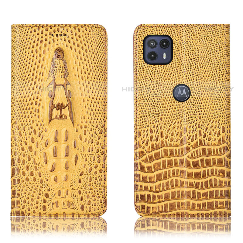 Custodia Portafoglio In Pelle Cover con Supporto H03P per Motorola Moto G50 5G Giallo