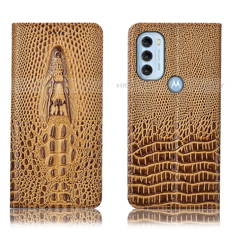 Custodia Portafoglio In Pelle Cover con Supporto H03P per Motorola Moto G71 5G Marrone