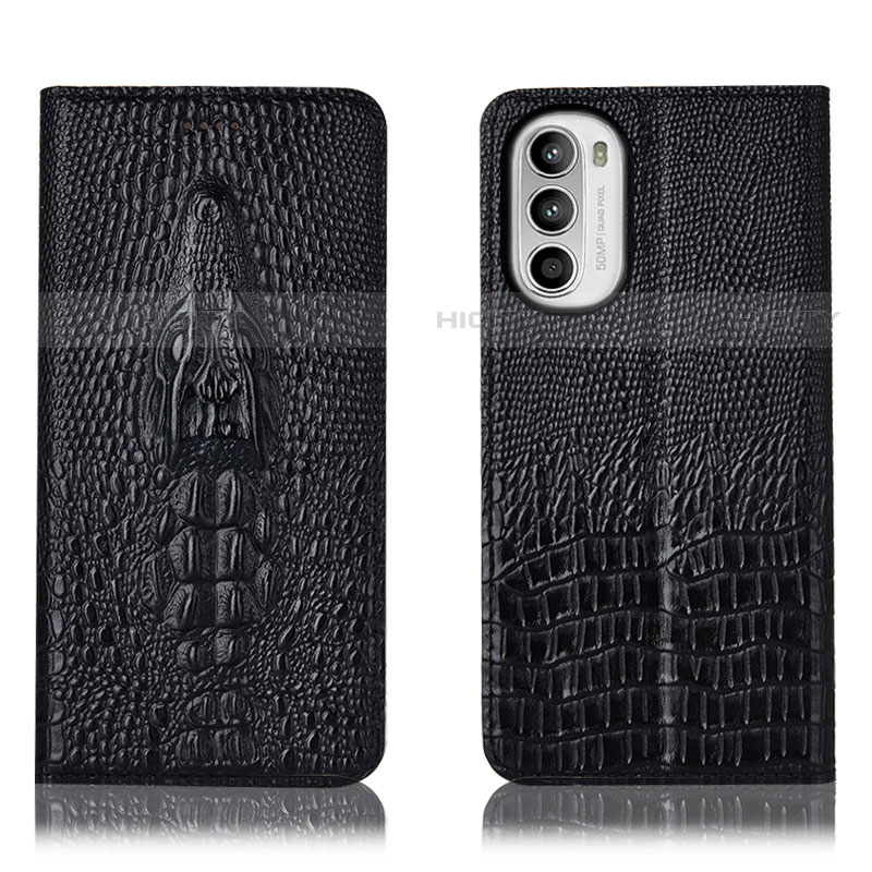 Custodia Portafoglio In Pelle Cover con Supporto H03P per Motorola Moto G71s 5G Nero