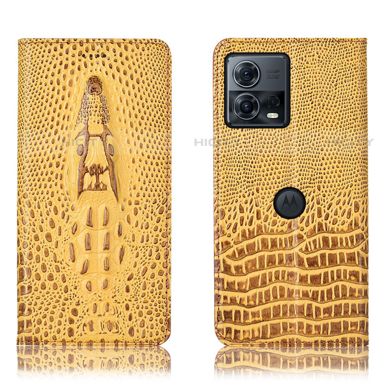 Custodia Portafoglio In Pelle Cover con Supporto H03P per Motorola Moto S30 Pro 5G Giallo