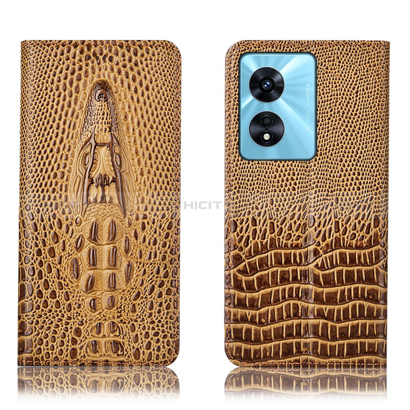 Custodia Portafoglio In Pelle Cover con Supporto H03P per Oppo A1 Pro 5G Marrone