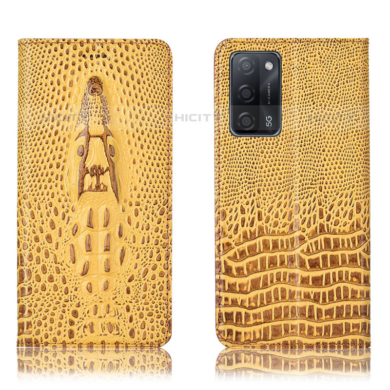 Custodia Portafoglio In Pelle Cover con Supporto H03P per Oppo A53s 5G Giallo