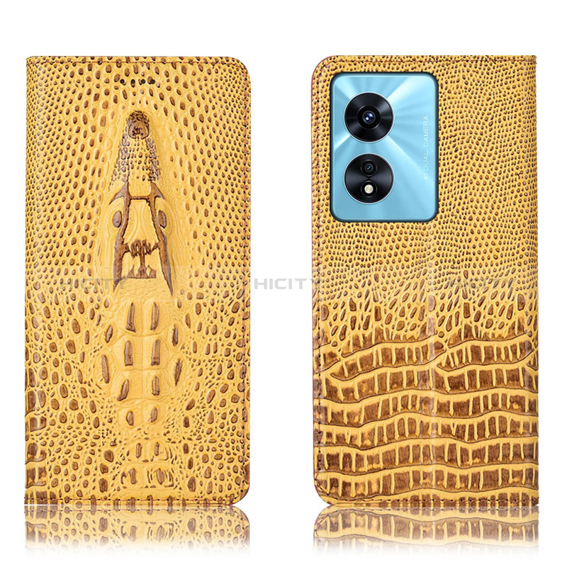 Custodia Portafoglio In Pelle Cover con Supporto H03P per Oppo A58 4G Giallo