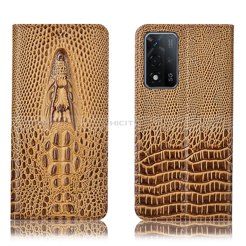 Custodia Portafoglio In Pelle Cover con Supporto H03P per Oppo A93s 5G Marrone