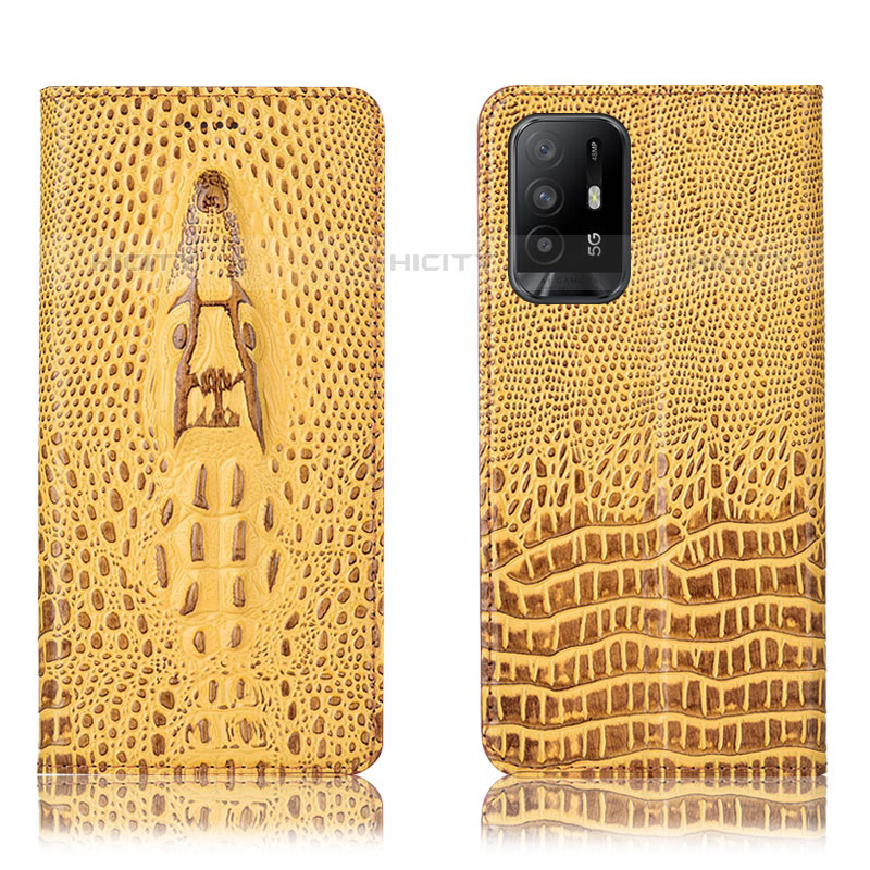 Custodia Portafoglio In Pelle Cover con Supporto H03P per Oppo A95 5G Giallo