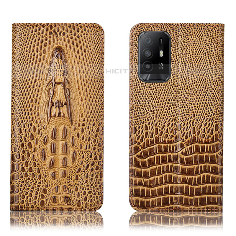 Custodia Portafoglio In Pelle Cover con Supporto H03P per Oppo A95 5G Marrone